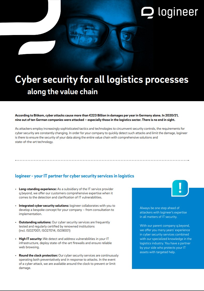 Cyber security for all logistics processes Cyber security for all logistics processes