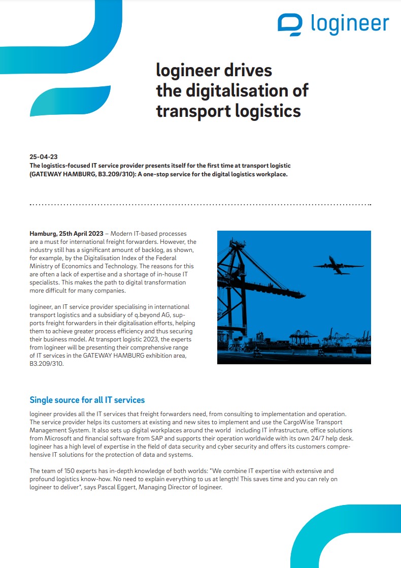 „logineer drives the digitalisation of transport logistics”